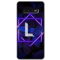 Potkal Hediye Fabrikası Samsung Galaxy S10 HD Baskılı Kılıf + 9D Tam Ekran Koruyucu - Dark Neon Yaprak L Harfi