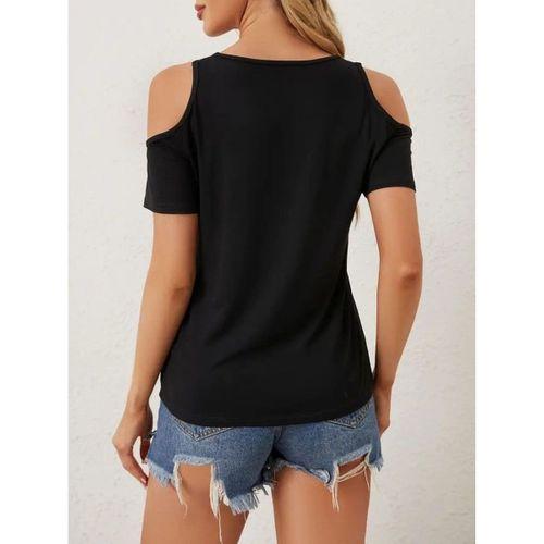 Kadın Omuzlardan Açık V Yakalı Viskon Bluz