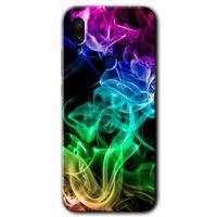 MRCİLETİSİM Xiaomi Redmi Note 7 Kılıf Baskılı Kapak - Smoke Colorful + 5D Tam Kaplayan Cam