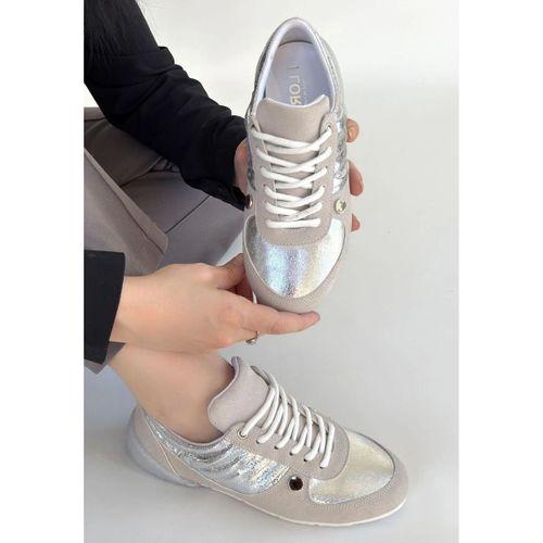 Jawen Gri Nubuk Gümüş Detaylı Spor Ayakkabı