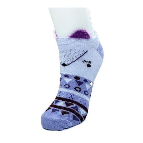 4 Çift Yumuşak Ponpon 3 Boyut Kulaklı Desenli Pamuklu Kadın Bilek Çorap