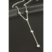 Yuvarlak Şerit Taşlı Çelik Y Kolye