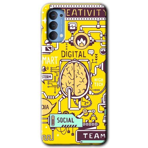 MRCİLETİSİM Oppo Reno 4 Kılıf Baskılı Kapak - Smart 2 + 5D Tam Kaplayan Cam