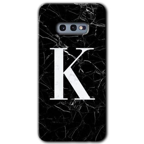 Samsung Galaxy S10e Kılıf HD Desen Baskılı Arka Kapak - Siyah Mermer Desenli K Harfi