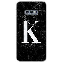 Samsung Galaxy S10e Kılıf HD Desen Baskılı Arka Kapak - Siyah Mermer Desenli K Harfi