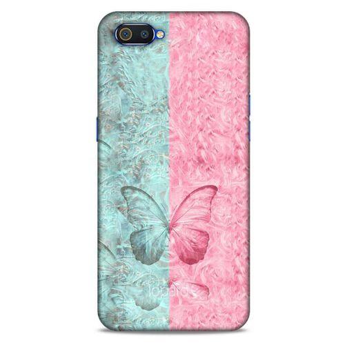 Oppo Realme C2 Kılıf Kelebek Etkisi (30) Silicone Case Turkuaz Pembe