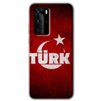 MRCİLETİSİM Huawei P40 Pro Kılıf HD Desen Baskılı Arka Kapak + Temperli Cam - Ayyıldız Türk