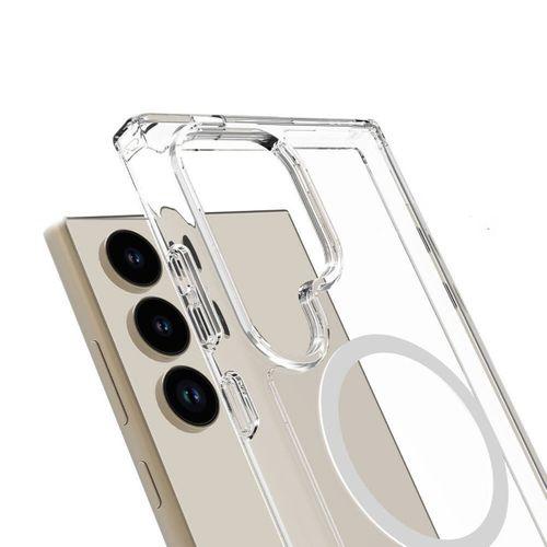 Galaxy S24 Ultra Kılıf M-safe Şarj Özellikli Şeffaf Sert PC Zore Embos Kapak