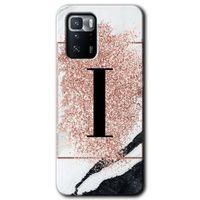 BeRa Aksesuar Poco x3 GT Kılıf Baskılı Kapak - Pembe Mermer Desenli I Harfi +Tam Kaplayan Mat Seramik
