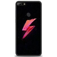 Huawei Y7 2018 Kılıf HD Baskılı Kılıf - Pembe Şimşek + Tam Ekran Koruyucu