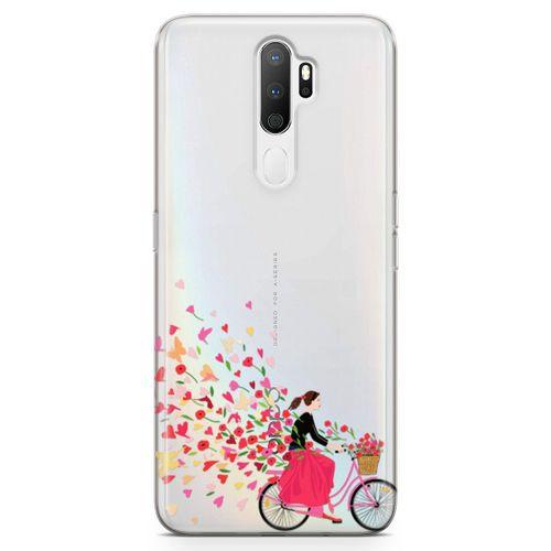 Oppo A5 2020 Kılıf Çiçek Saçan Bisiklet Arka Kapak Koruma Desenli Full Koruyucu