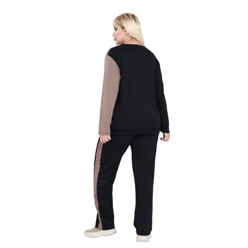 Melsay Butik Siyah Camel Renk Bloklu Modal Kadın Eşofman Takımı