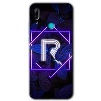 Huawei P smart 2019 Kılıf Baskılı Kapak - Dark Neon Yaprak R Harfi +Tam Kaplayan Mat Seramik