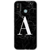 Tecno Spark 6 Go Kılıf HD Desen Baskılı Arka Kapak - Siyah Mermer Desenli A Harfi + Kırılmaz Cam