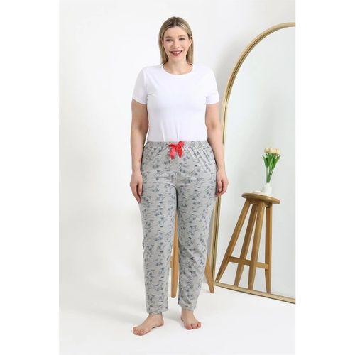 Kadın Pamuklu Büyük Beden Alt Pijama Gri