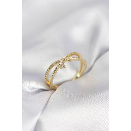 Gold Renk Zirkon Taşlı Fiyonk Model Kadın Yüzük