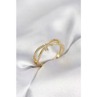 Gold Renk Zirkon Taşlı Fiyonk Model Kadın Yüzük