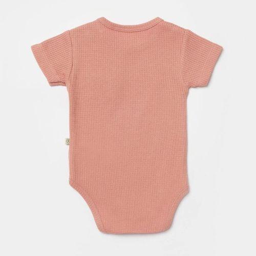 Bibaby Bibaby Biorganic Waffle Smile Kısa Kol Bebek Body 56987 Red-Brown