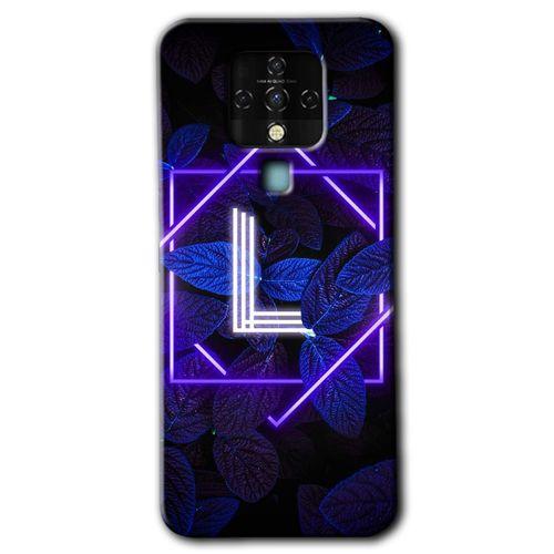 Potkal Hediye Fabrikası Tecno Camon 16 Kılıf HD Desen Baskılı Arka Kapak - Dark Neon Yaprak H Harfi