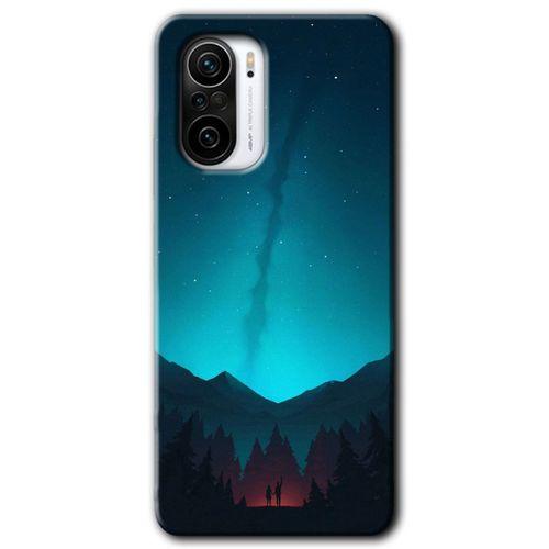 MRCİLETİSİM Xiaomi Redmi K40 Pro Kılıf HD Desen Baskılı Arka Kapak + Temperli Cam - Night Fores Mount