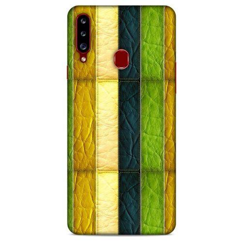 Samsung Galaxy A20s Kılıf Patchwork (37) Silicone Cover Sarı Lacivert