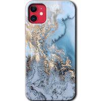 MRCİLETİSİM iPhone 11 Kılıf Baskılı Kapak - Eski Mermer + 5D Tam Kaplayan Cam