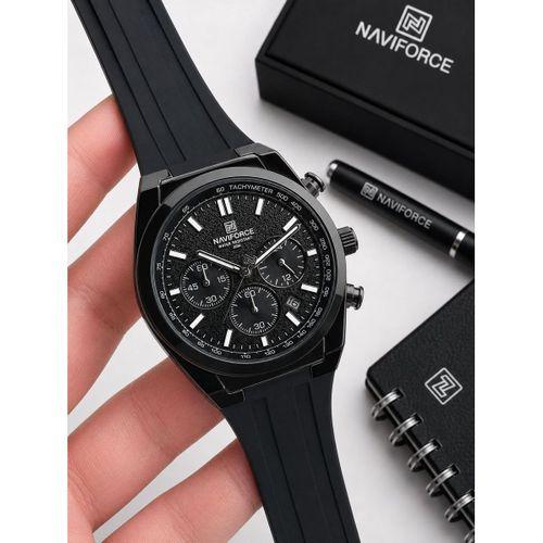 Naviforce Silokon Kordon Kronometreli Kadran İtalyan Bileklik Hediyeli 3 ATM Erkek Kol Saati NF8080S