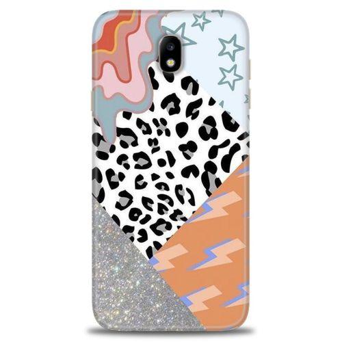 Samsung Galaxy J7 Pro / J730 Kılıf HD Baskılı Kılıf - Leopar ve Şimşekler + Tam Ekran Koruyucu