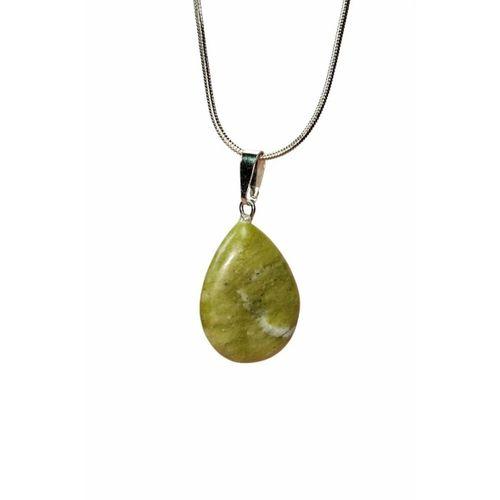 Akuamarin Doğal Taşı Zincirli El Yapımı Kolye Uç: 3 cm Zincir: 20 cm Kutulu