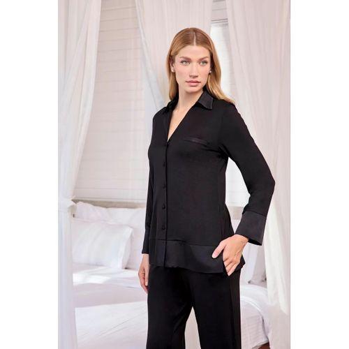 Uzun Kollu Önü Düğmeli Gömlek Yaka Pijama Takımı