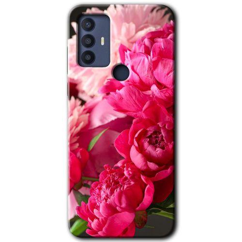 TCL 30 SE Kılıf HD Desen Baskılı Arka Kapak - Kırmızı Beyaz Gül