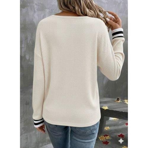 Kadın Uzun Kollu V Yakalı Waffle Bluz