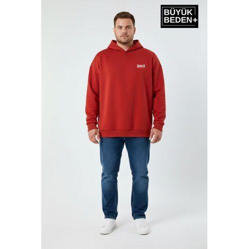 Erkek Büyük Beden Brooklyn 1970 Baskılı Kapüşonlu Sweatshirt SPR26BSW964