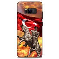 Samsung Galaxy S8 Kılıf Atatürk (47) Crystal Flex Kılıf Kızıl Bulut