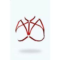 Kırmızı Göğüs Harness Saten Kumaş Ayarlanabilir Çapraz Bantlı - Brf166