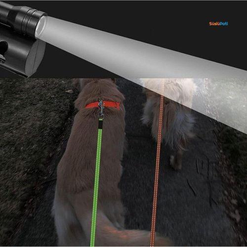 Süslüpati Çok Fonksiyonlu Çift Köpek Gezdirme Tasması Kırmızı