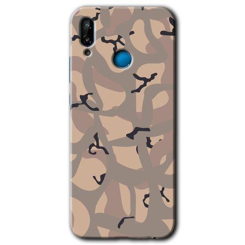 MRCİLETİSİM Huawei P20 Lite Kılıf Baskılı Kapak - Kamuflaj 6 + 5D Tam Kaplayan Cam