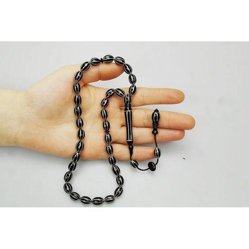 Oltu Taşı Sekizli İpten İpe Karpuz Dilimi Tespih