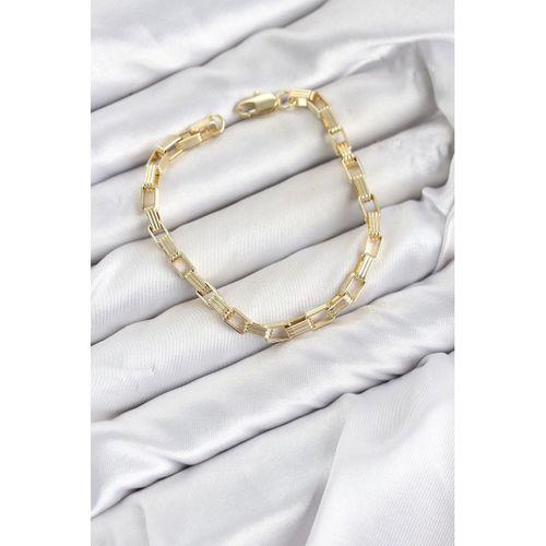 CM Kare Halka Model Gold Renk Pirinç Kadın Bileklik