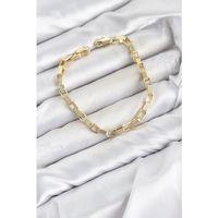 CM Kare Halka Model Gold Renk Pirinç Kadın Bileklik