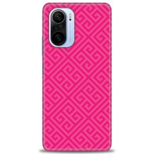 Xiaomi Redmi K40 Kılıf HD Baskılı Kılıf - Pembe Mozaik + Tam Ekran Koruyucu