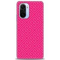 Xiaomi Redmi K40 Kılıf HD Baskılı Kılıf - Pembe Mozaik + Tam Ekran Koruyucu