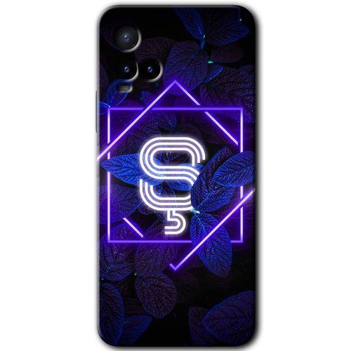 Vivo Y21 Kılıf HD Desen Baskılı Arka Kapak - Dark Neon Yaprak Ş Harfi + Kırılmaz Cam