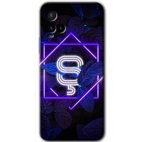 Vivo Y21 Kılıf HD Desen Baskılı Arka Kapak - Dark Neon Yaprak Ş Harfi + Kırılmaz Cam