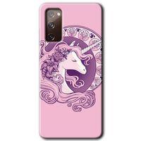 Samsung Galaxy S20 FE Kılıf Baskılı Kapak - Unicorn-Pembe +Tam Kaplayan Mat Seramik