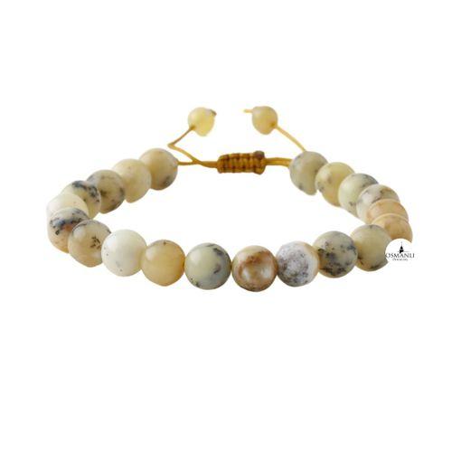 Opal Sarı 8mm Merdiven Kapama Doğal Taş Bileklik