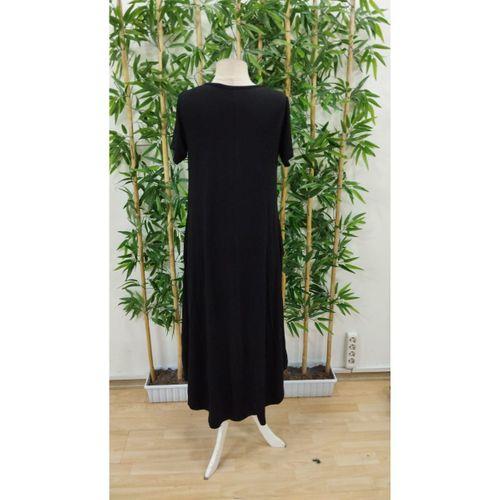 Kadın Kısa Kollu Bisiklet Yaka Cepli Salaş Viskon Elbise