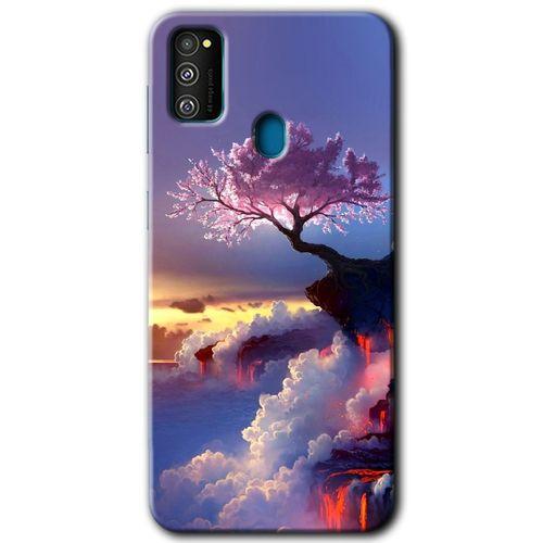 Samsung Galaxy M30s Kılıf Kapak - Wash Red Wall +Hayalet Ekran Yandan Gözükmez