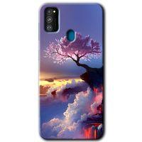 Samsung Galaxy M30s Kılıf Kapak - Wash Red Wall +Hayalet Ekran Yandan Gözükmez