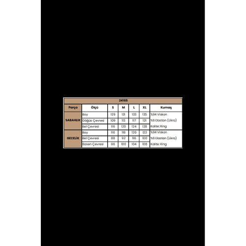 Yaprak Desenli Yırtmaçlı Dantelli Ve Dekolteli Sabahlık Takımı